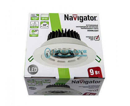 Поворотный Круглый встраиваемый (LED) светильник даунлайт 109х60 Navigator NDL-PR2-9W-840-WH-LED 9Вт 4000К IP44 (71387) Белый