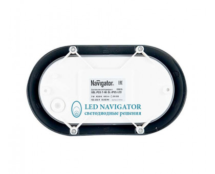 Овальный накладной (LED) светильник ЖКХ ДПБ Navigator NBL-PO3-7-4K-BL-IP65-LED 7Вт 4000K IP65 208х120х75 мм (94825) Чёрный