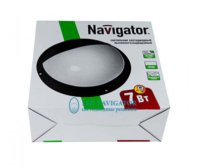 Круглый накладной (LED) светильник ЖКХ ДПБ Navigator NBL-PR3-7-4K-BL-IP65-LED 7Вт 4000K IP65 197х76 мм (94832) Чёрный