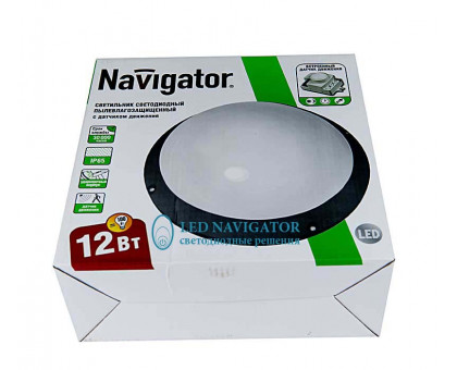 Круглый накладной (LED) светильник ЖКХ ДПБ Navigator NBL-PR1-12-4K-BL-SNR-LED 12Вт 4000K IP65 235х94 мм (94845) с микроволновым датчиком движения