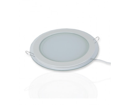 Круглый встраиваемый (LED) светильник даунлайт 200мм 15Вт 3000K IP20 (51957) Белый со стеклом