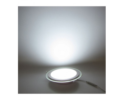 Круглый встраиваемый (LED) светильник даунлайт 200мм 15Вт 3000K IP20 (51959) Серебро со стеклом
