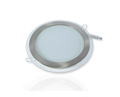 Круглый встраиваемый (LED) светильник даунлайт 200мм 15Вт 3000K IP20 (51959) Серебро со стеклом
