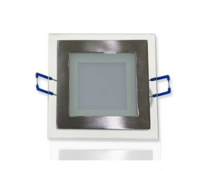 Квадратный встраиваемый (LED) светильник даунлайт 100х100мм 6Вт 3000K IP20 (51963) Серебро со стеклом