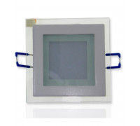 Квадратный встраиваемый (LED) светильник даунлайт 160х160мм 12Вт 6500K IP20 (51964) Серебро со стеклом