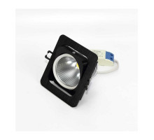 Поворотный квадратный встраиваемый (LED) светильник даунлайт 120х120х80мм 10Вт 4000K IP20 (55302) Черный