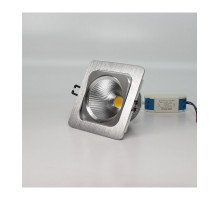Поворотный квадратный встраиваемый (LED) светильник даунлайт 120х120х80мм 10Вт 4000K IP20 (55507) Серебро