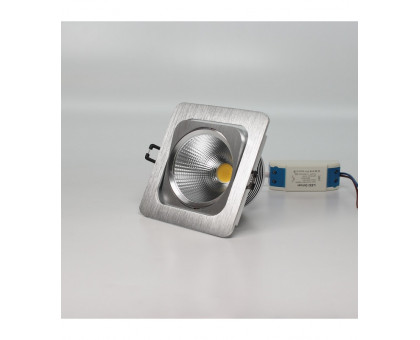 Поворотный квадратный встраиваемый (LED) светильник даунлайт 120х120х80мм 10Вт 4000K IP20 (55507) Серебро