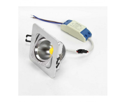 Поворотный квадратный встраиваемый (LED) светильник даунлайт 98х98х60мм 5Вт 4000K IP20 (55512) Серебро