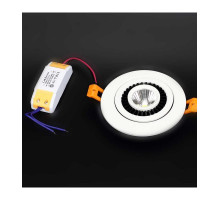 Поворотный круглый встраиваемый (LED) светильник даунлайт 110х45мм B752 7Вт 3000K IP40 (55775) Белый