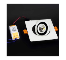 Поворотный квадратный встраиваемый (LED) светильник даунлайт 118х118х45мм B754 7Вт 6500K IP40 (55777) Белый