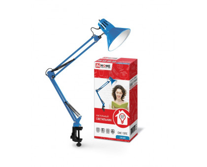 Настольная LED лампа с цоколем Е27 IN HOME СНС 13С (4690612035932) Синий на струбцине