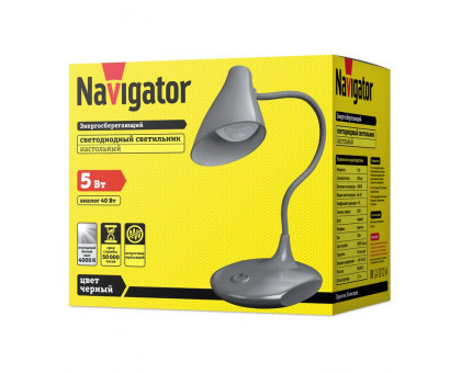 Настольная светодиодная (LED) лампа Navigator NDF-D027-5W-4K-BL-LED 5Вт 4000K Дневной белый свет (14225) Черный