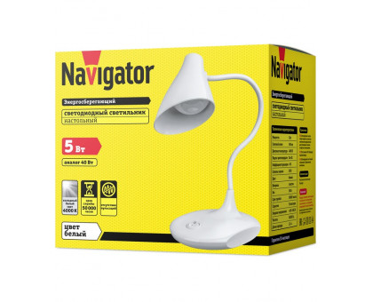 Настольная светодиодная (LED) лампа Navigator NDF-D027-5W-4K-WH-LED 5Вт 4000K Дневной белый свет (14226) Белый