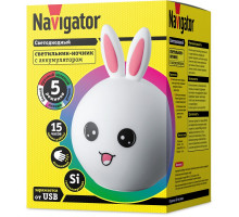 Светодиодный (LED) ночник Navigator NNL-SW06-WH USB Зайчик (14324) настольный с выключателем