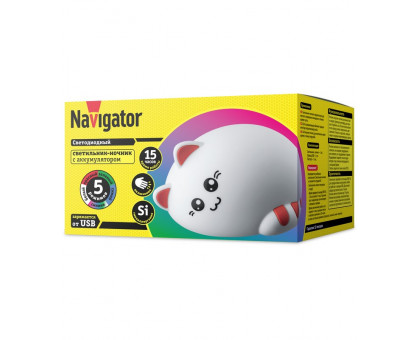 Светодиодный (LED) ночник Navigator NNL-SW07-WH USB Кошка (14325) настольный с выключателем