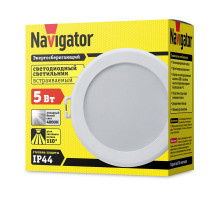 Круглый встраиваемый (LED) светильник даунлайт 90х45 Navigator NDL-P3-5W-840-WH-LED 5Вт 4000К IP44 (14476) Белый