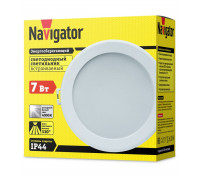 Круглый встраиваемый (LED) светильник даунлайт 113х45 Navigator NDL-P3-7W-840-WH-LED 7Вт 4000К IP44 (14477) Белый