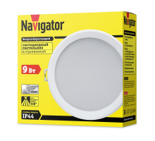 Круглый встраиваемый (LED) светильник даунлайт 125х45 Navigator NDL-P3-9W-840-WH-LED 9Вт 4000К IP44 (14478) Белый