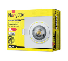 Поворотный Квадратный встраиваемый (LED) светильник даунлайт 90х90х45 Navigator NDL-PS5-5W-840-WH-LED 5Вт 4000К IP20 (61019) Белый