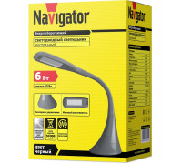 Диммируемая настольная светодиодная (LED) лампа Navigator NDF-D011-6W-4K-BL-LED 6Вт 4000K Дневной белый свет (61322) Черный