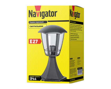 Садово-парковый светильник под лампу с цоколем E27 Navigator NOF-P06-BL-IP44-E27 Шестигранник (61616) Черный