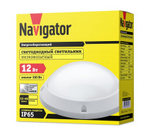 Круглый низковольтный накладной (LED) светильник ЖКХ ДПБ Navigator NBL-PR1-12-4K-12/48-WH-IP65-LED 12Вт 4000K IP65 235х94 мм (61634)