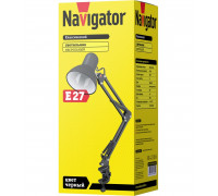 Настольная LED лампа с цоколем Е27 Navigator NDF-C012-60W-BL-E27 (61645) Черный на струбцине
