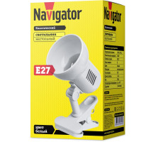 Настольная LED лампа с цоколем Е27 Navigator NDF-C013-60W-WH-E27 (61658) Белый на прищепке