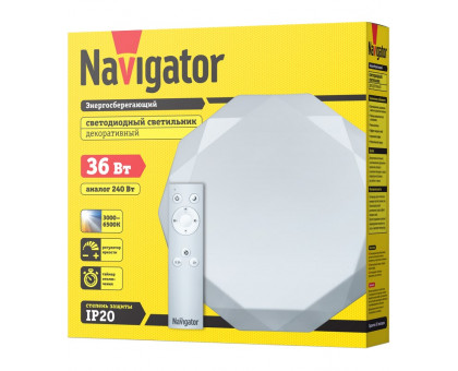 Декоративный светодиодный (LED) светильник Navigator NBL-RC01-36-MK-IP20-LED 3000 - 6500К 400х75 мм (61660) с эффектом звездное небо