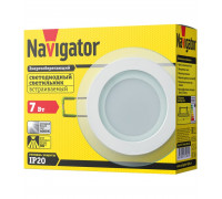 Круглый встраиваемый (LED) светильник даунлайт 100х41 Navigator NDL-RP3-7W-840-WH-LED 7Вт 4000К IP20 (71284) Белый со стеклом