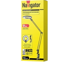 Настольная светодиодная (LED) лампа Navigator NDF-C005-9W-4K-BL-LED 9Вт 4000K Дневной белый свет (71574) Черный на струбцине