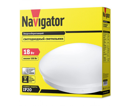 Декоративный светодиодный (LED) светильник Navigator NBL-R1-18-4K-IP20-LED 18Вт 4000К 380х67 мм (71577)