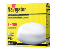 Круглый накладной (LED) светильник ЖКХ ДПБ Navigator NBL-R2-12-4K-IP54-LED 12Вт 4000K IP54 210х60 мм (71580) Белый