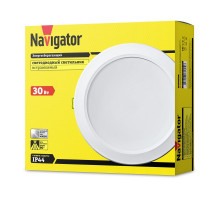 Круглый встраиваемый (LED) светильник даунлайт 222х70 Navigator NDL-P1-30W-840-WH-LED 30Вт 4000К IP44 (71694) Белый