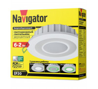 Круглый встраиваемый (LED) светильник даунлайт 120х32 Navigator NDL-RC1-6+2W-R120-WG-LED 6/2Вт 4000/зеленый IP20 (71815) Белый