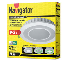 Круглый встраиваемый (LED) светильник даунлайт 180х35 Navigator NDL-RC1-9+3W-R180-WG-LED 9/3Вт 4000/зеленый IP20 (71816) Белый