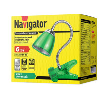 Настольная светодиодная (LED) лампа Navigator NDF-C006-6W-4K-G-LED 6Вт 4000K Дневной белый свет (71835) Зеленый на прищепке