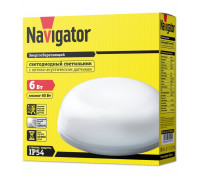 Круглый накладной (LED) светильник ЖКХ ДПБ Navigator NBL-R2-6-4K-IP54-SNRV-LED 6Вт 4000K IP54 170х60 мм (71925) с оптико-акустическим датчиком движения