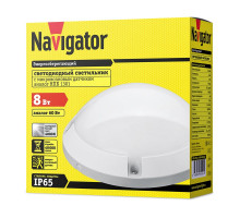 Круглый накладной (LED) светильник ЖКХ ДПБ Navigator NBL-PR1-8-4K-WH-SNR-LED 8Вт 4000K IP65 197х76 мм (82424) с микроволновым датчиком движения