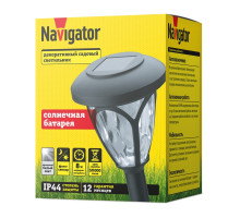 Грунтовый светодиодный (LED) светильник на солнечной батарее Navigator NSL-12 Дневной белый свет (93219) На колышке