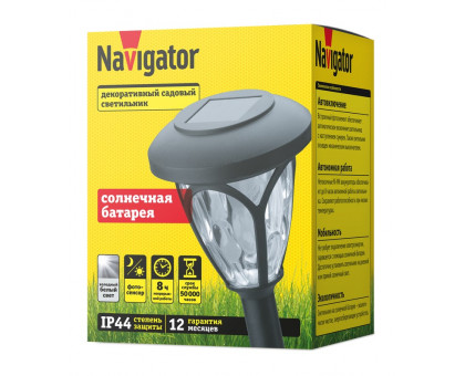 Грунтовый светодиодный (LED) светильник на солнечной батарее Navigator NSL-12 Дневной белый свет (93219) На колышке