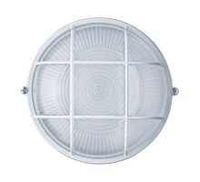Круглый накладной светильник ЖКХ (НПП) под лампу Е27 Navigator NBL-R2-60-E27/WH IP54 175х85 мм (94803) С решеткой