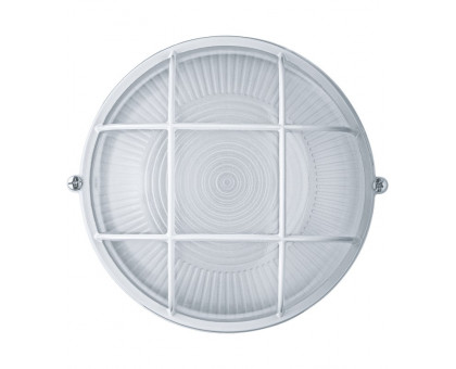 Круглый накладной светильник ЖКХ (НПП) под лампу Е27 Navigator NBL-R2-60-E27/WH IP54 175х85 мм (94803) С решеткой