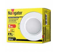 Круглый встраиваемый (LED) светильник даунлайт 83х58 Navigator NDL-P1-5W-830-WH-LED 5Вт 3000К IP44 (94820) Белый