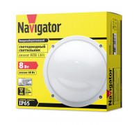 Круглый накладной (LED) светильник ЖКХ ДПБ Navigator NBL-R1-8-4K-WH-IP65-LED 8Вт 4000K IP65 171х77 мм (94827) Белый