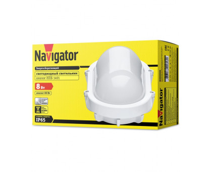 Овальный накладной (LED) светильник ЖКХ ДПБ Navigator NBL-O1-8-4K-WH-IP65-LED 8Вт 4000K IP65 174х110х76 мм (94828) Белый