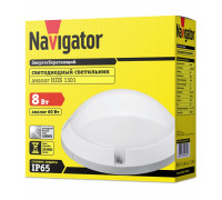 Круглый накладной (LED) светильник ЖКХ ДПБ Navigator NBL-PR1-8-4K-WH-IP65-LED 8Вт 4000K IP65 197х76 мм (94829) Белый