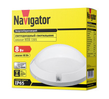 Круглый накладной (LED) светильник ЖКХ ДПБ Navigator NBL-PR1-8-4K-WH-IP65-LED 8Вт 4000K IP65 197х76 мм (94829) Белый