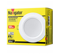 Круглый встраиваемый (LED) светильник даунлайт 121х67 Navigator NDL-P1-10W-840-WH-LED 10Вт 4000К IP44 (94836) Белый